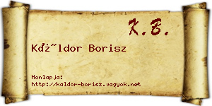 Káldor Borisz névjegykártya